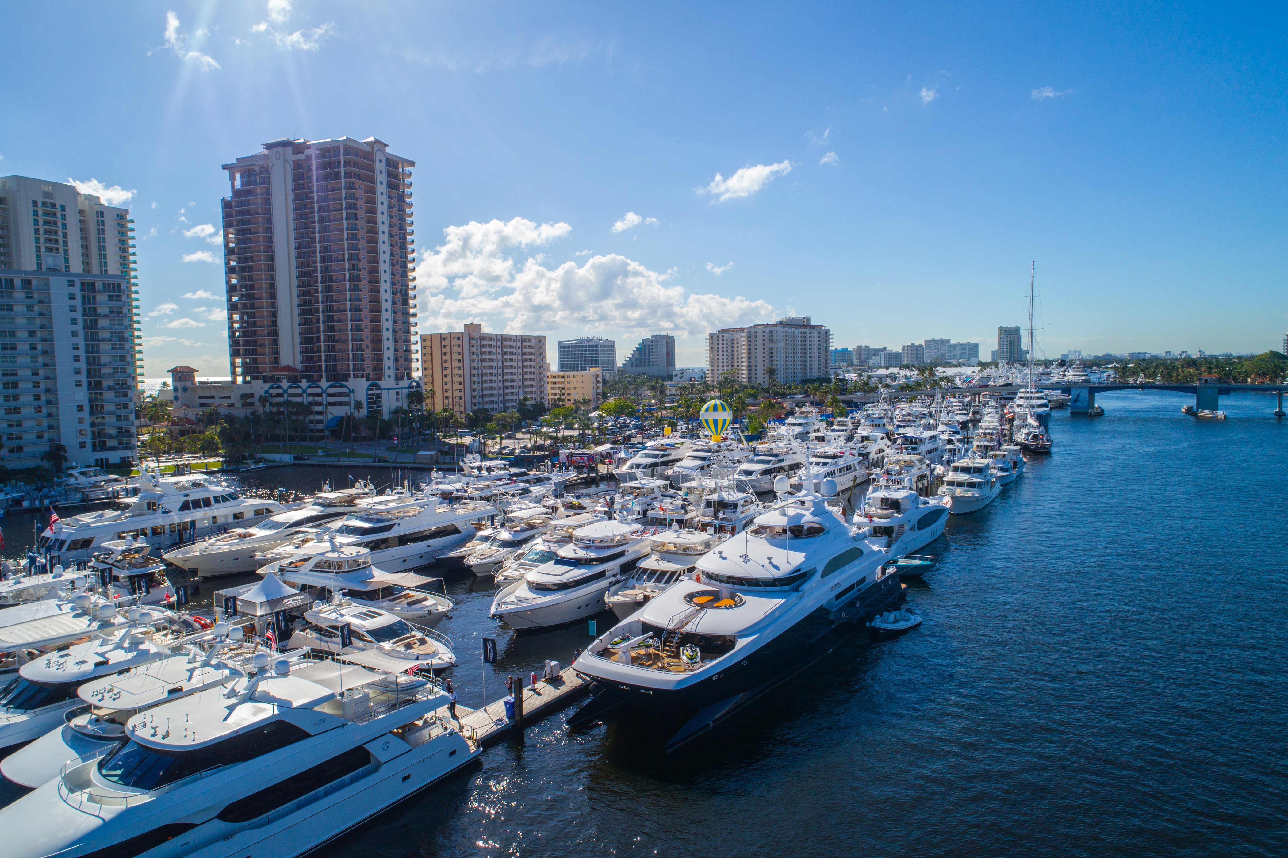 Aerial drone image of the 2017 fort lauderdale boat show